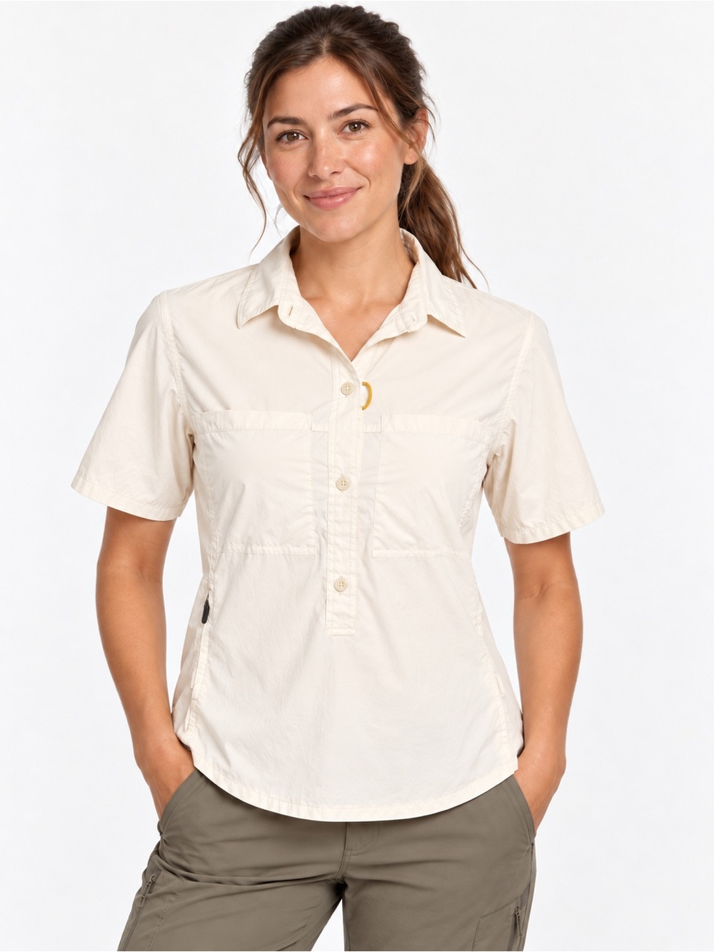 REI Co-op Trailmade Short Sleeve Pullover Shirt Size XS Cream Hiking Top